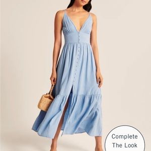 AF button through maxi dress light blue XS